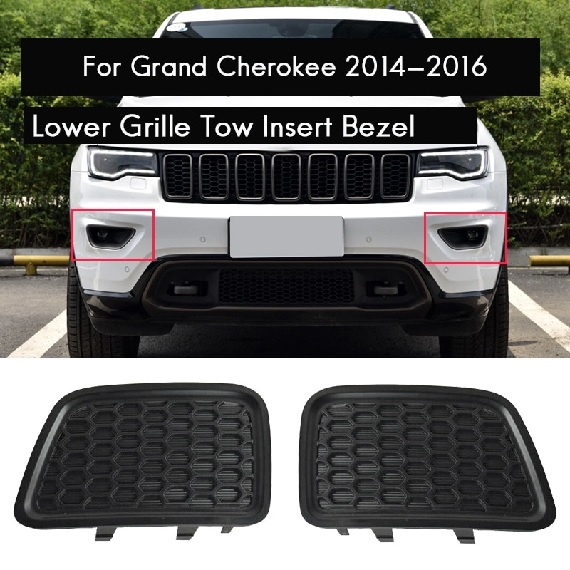 Voor Jeep Grand Cherokee Paar Front Lower Grille Trekhaak Cover Insert Bezel 68143099AC 68143098AC: Default Title