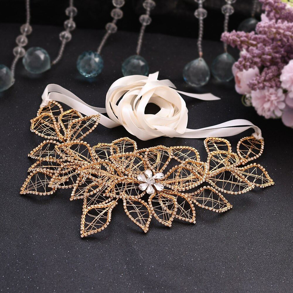 Trixy SH256-G ouro diamante cinto strass cinto cintilante para vestidos de casamento cinto champanhe ouro das mulheres ouro frisado cinto: off-white ribbon