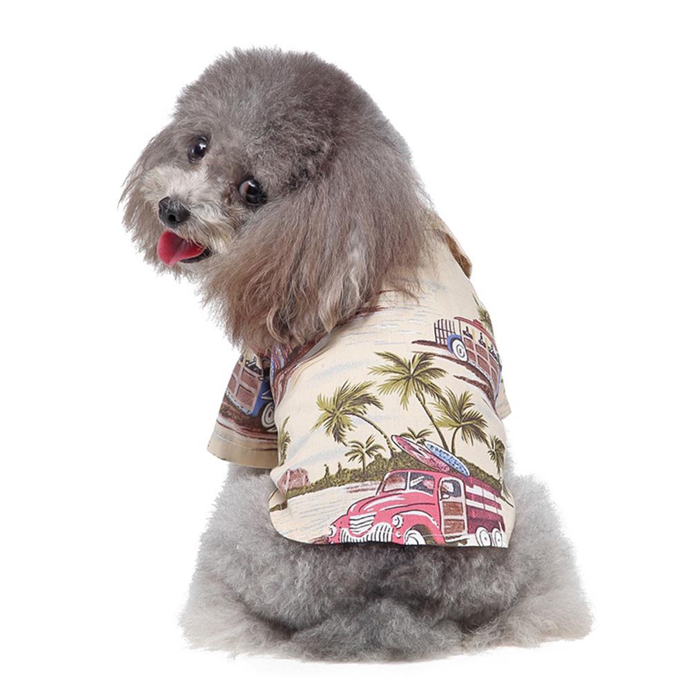 Kjæledyr hund skjorter klær sommer Strand skjorte Vest hawaiisk reise bluse: beige / Xl
