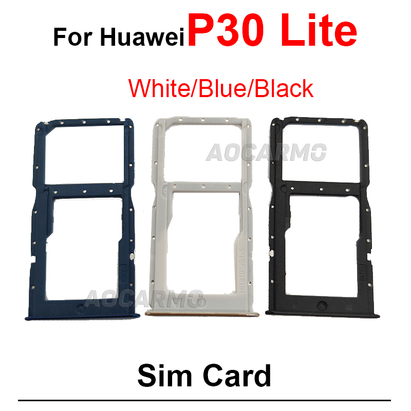 Plateau de carte SIM pour Huawei P30 Lite P30Lite, 1 pièce, support de fente, pièces de rechange, bleu noir