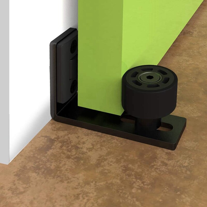 2Pcs Vloer Gids Flush Bodem Schuifdeuren Schuur Deur Vloer Gids Met Verstelbare Roller Muur Mount System Black