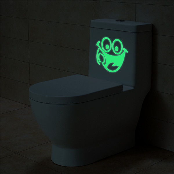 Luminoso WC 13 g pared baño pegatina impermeable signo de puerta que brilla en la oscuridad fluorescente póster pegatinas baño pegatinas de baño