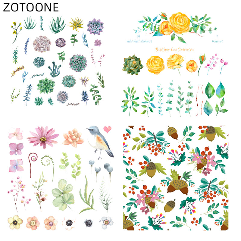 Patches Voor Kleding Ijzer Op Heat Transfers Applique Diy Bloem Dier Set Patch Gedrukt Toepassing Thermo Stickers D