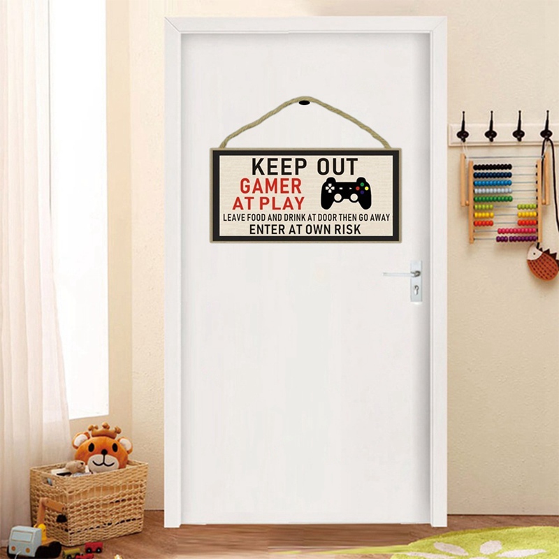 Anti-Storen Houden Gamer Op Spelen Hout Deur Decor Plaque Funny Novelty Slaapkamer Decor Lijst Voor zoon Brother