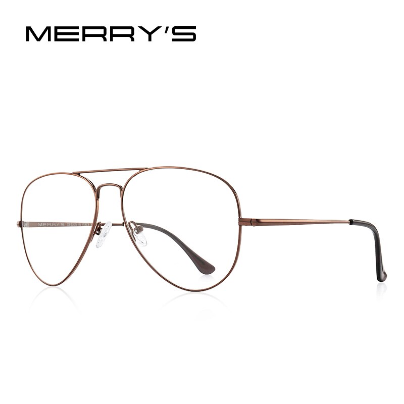 MERRYS Männer Klassische Pilot Gläser Rahmen Frauen Myopie Brillen Rahmen Optische Brillen S2489: C07 Braun