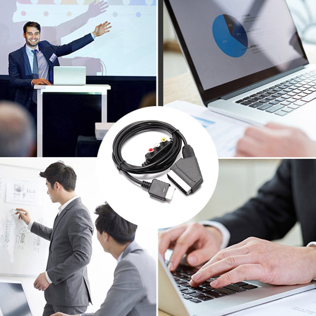 2 in 1 RGB SCART + AV RCA Output Cable Cord 1.8 Meters for Sega Dreamcast HDMI Set Top Box Media Player