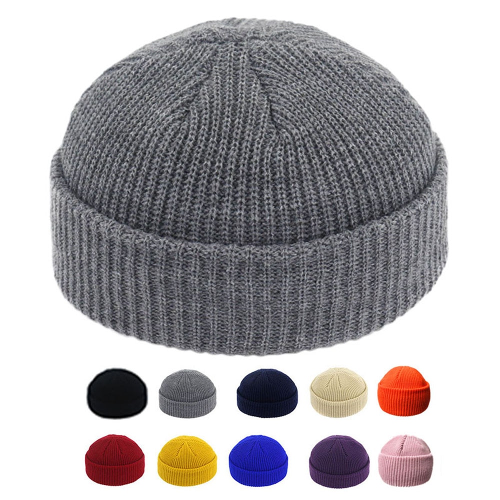 Hoeden zonder rand, hiphopmuts, muts met schedel, gebreide straatmuts, dames, heren, unisex, casual, effen, pompoen, draagbare meloenmuts