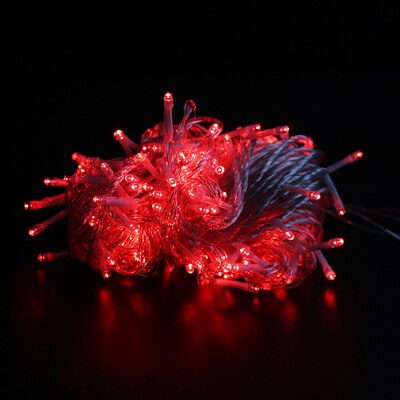 LED guirlande lumineuse pile 1M/ 2M/5M/10M noël chaîne lumière lumières/mariage/LED décoration lampe série batterie: Red / 10M  80LED