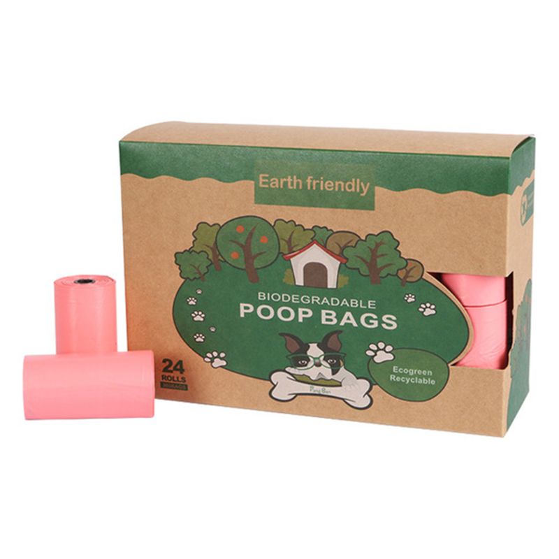Biodegradable Poop Bags Pet Puppy Dog Waste Bags Leak-Proof Kitchen Trash Bag: Pink3