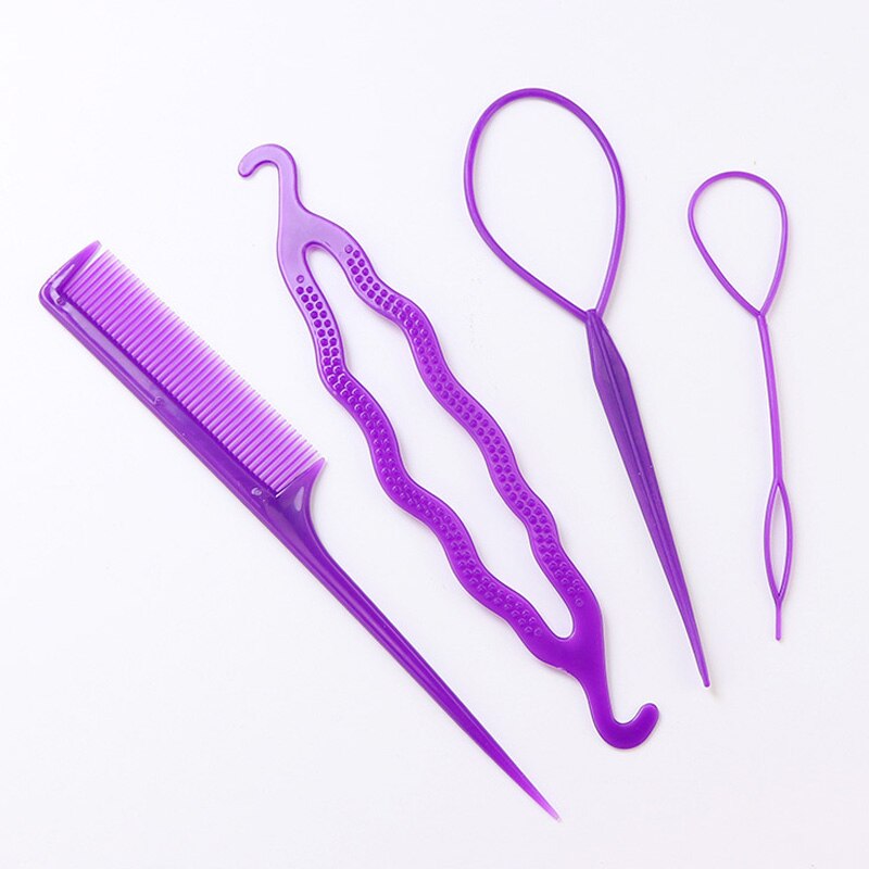 Salon 2-4pcs/set Women Girls Ponytail Creator Plastic Loop Pony Tail Clip Hair Braid Accessories Maker hair Styling Tool: Purple