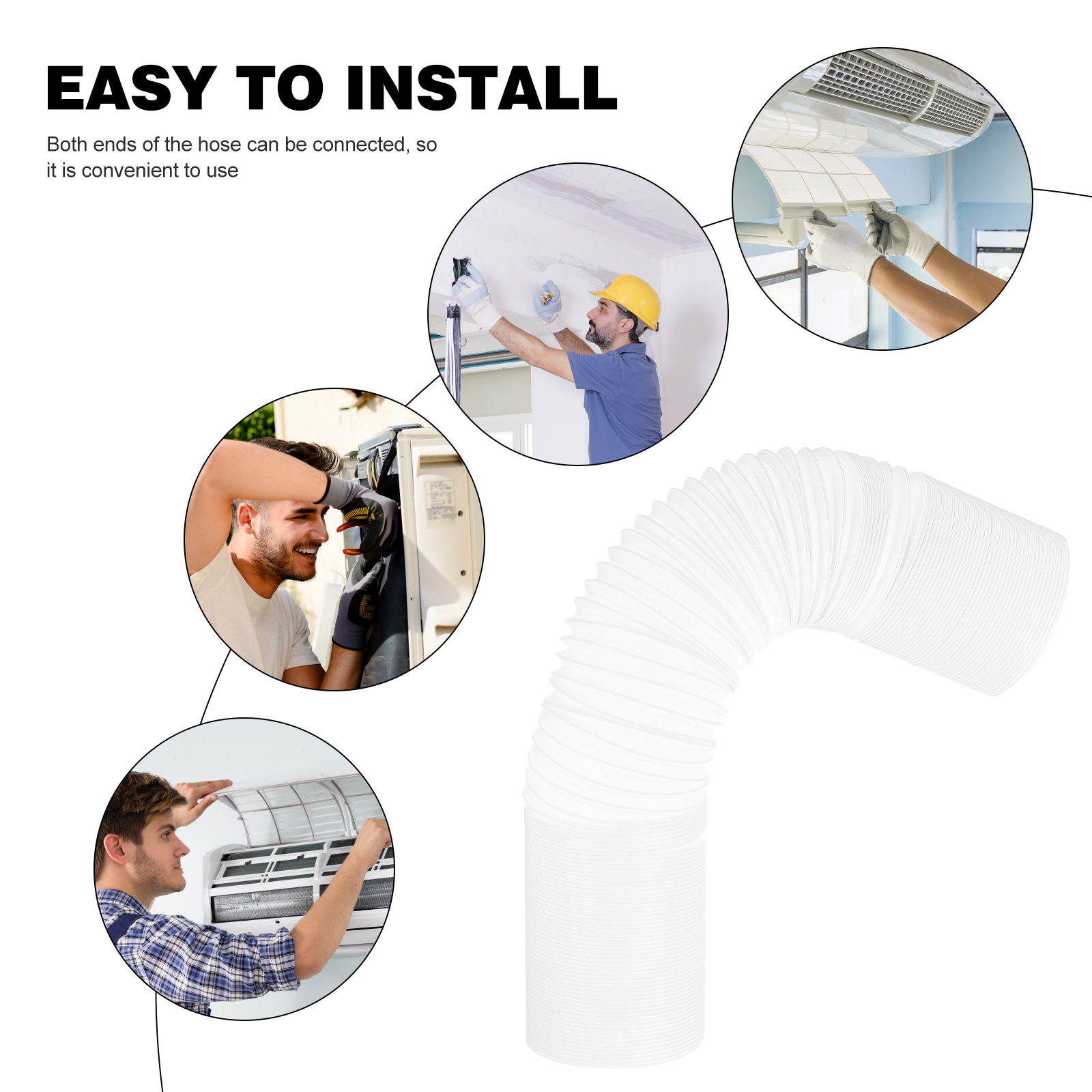 5.9 Inch Air Conditioner Exhaust Hose Anti-Clockwise Thread Portable Air Conditioner Hose With 80" Length, Universal AC Exhaust Hose Flexible AC Vent