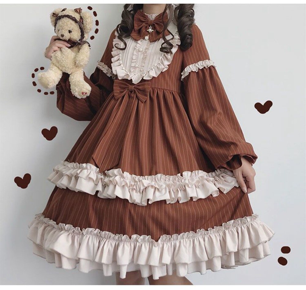 Kawaii Soft Sister Lolita Dress CoCoa Milkshake Daily Party Girl OP Victorian Princess Dress Gothic Loli Dress Vestidos AFC617