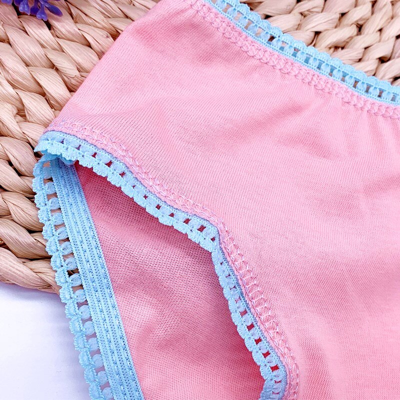 12Pcs/Lot Random Color Girls Solid Briefs Panties Kids Underwear Girls Cotton Panties 1-12years