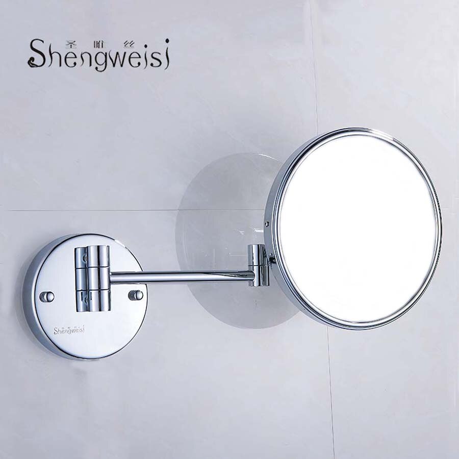 Brass Mirror For Bathroom 8" Round Single Side 1/3/5X Bathroom Cosmetic Wall Mount Mirror