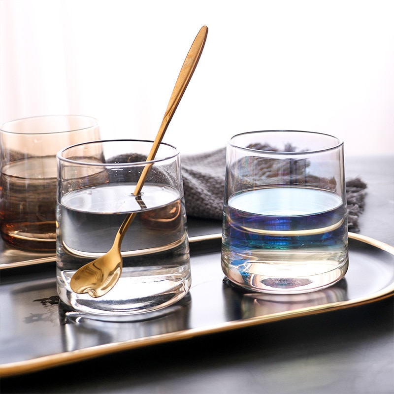 Japanese style wine glass colorful whiskey glass household thick bottom ion plating craft beer glass juice cup