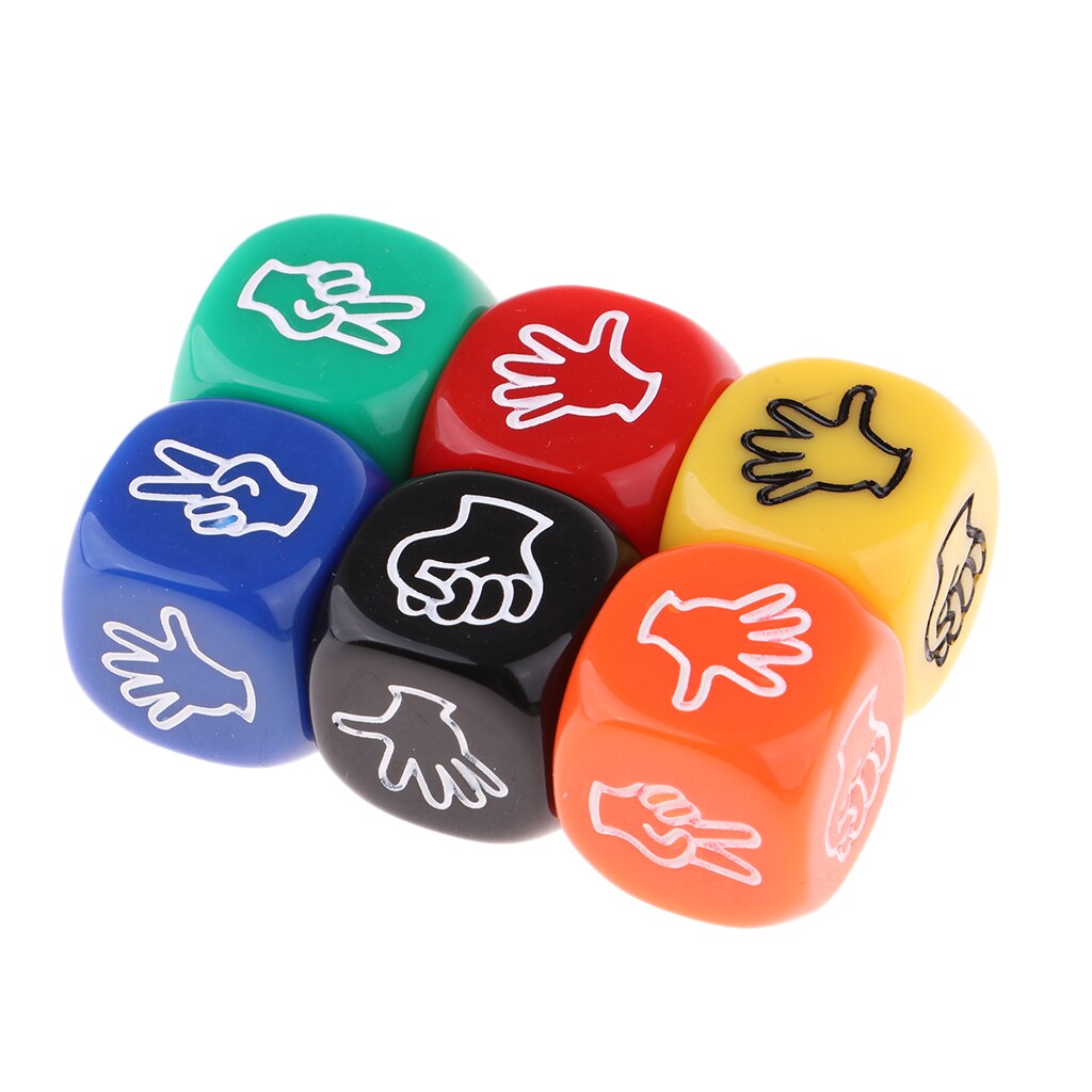 6Pcs Rock Paper Scissors Dice Board Game Counting Cubes Dice Set for Kids Lovers Multi Color Six Sided Club Party Board Game