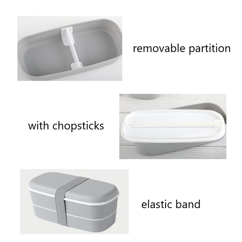Microwavable 2 Layer Lunch Box With Compartments Leakproof Bento Box Insulated Food Container With Chopsticks Lunch Box