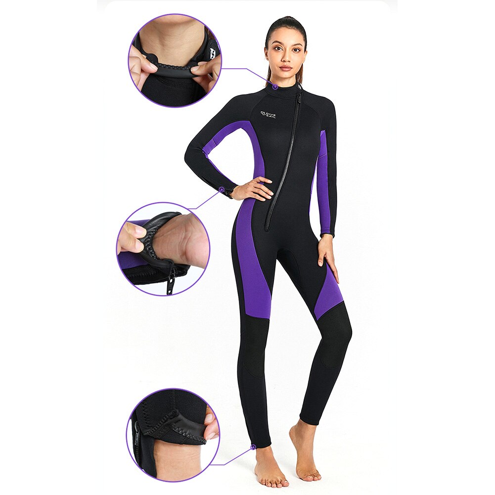 DIVE SAIL 3mm Neoprene Wetsuits Swimwears Diving Suits Long Sleeves Women Ladies One Piece Surf Snorkeling Surfing Swimsuit
