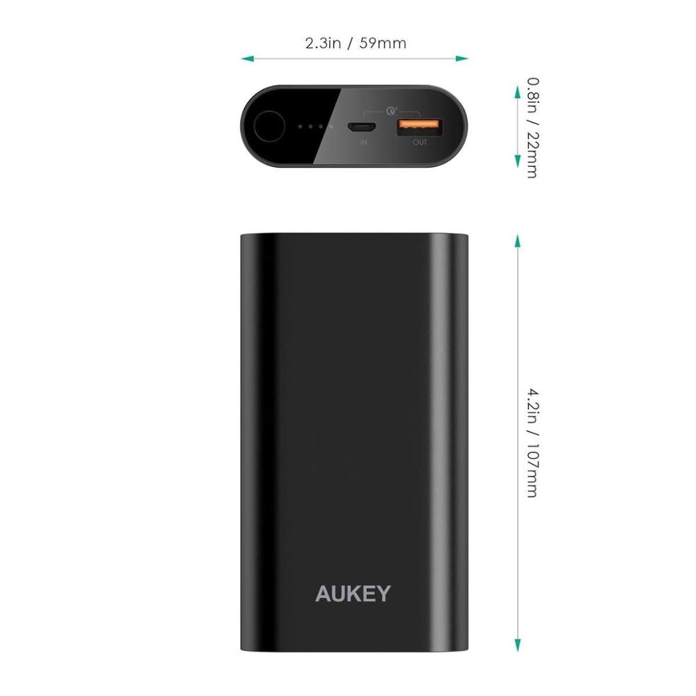 Aukey pb -t15 10050 mah powerbank usb bærbart eksternt batteri hurtig opladning til ns switch konsol telefon hurtig oplader poverbank