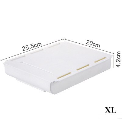 Zelfklevende pennenbak, bureau, tafel, opberglade, organizer, onderkast, zelfklevende opbergdoos voor onder de lade: Xl maat wit