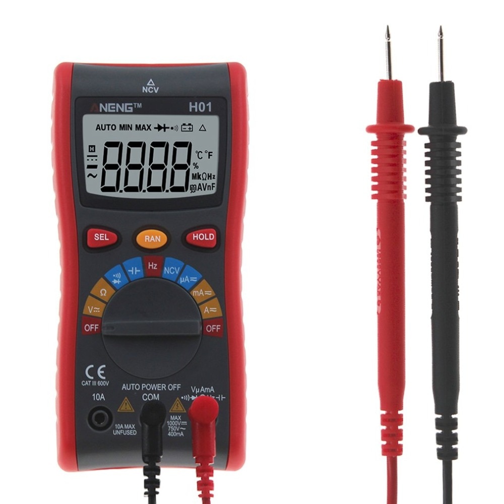 H01 Handheld Digital Multimeter Auto Range Tester Backlight 4000 Counts AC/DC 750/1000V Ammeter Voltmeter Ohm Tester Meter
