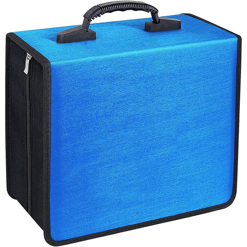 CD Case, 400 Capacity DVD Case Holder, Heavy Duty Zipper Protective Movie Media Storage Organizer Binder Wallet for Car Home Off: Blue