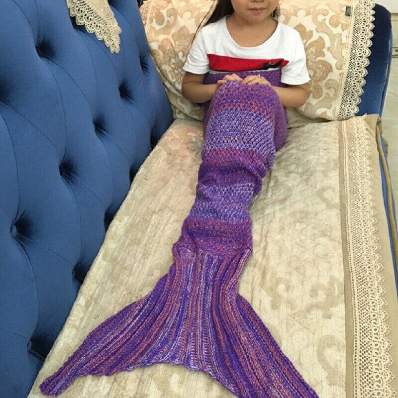 Mermaid Tail All'uncinetto Cocon Sofa Strand Quilt Tapijt Knit Soft Coperta Lapghan: Paars