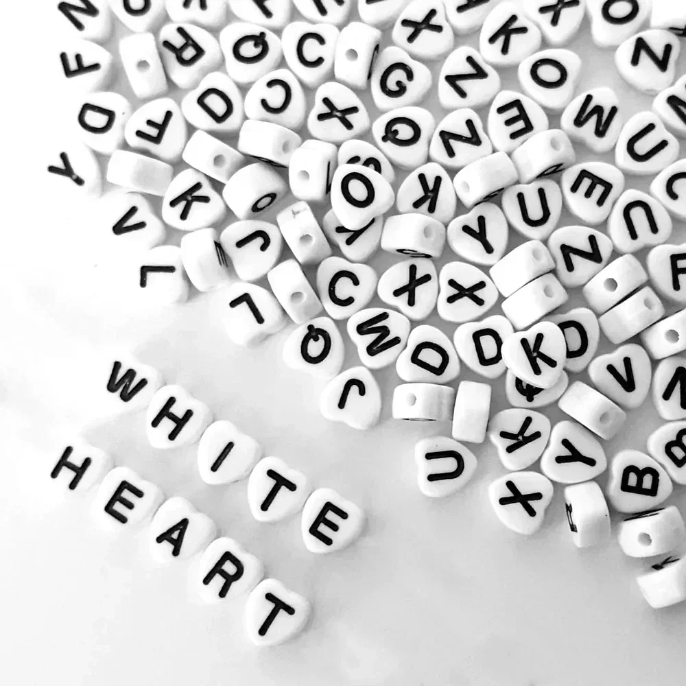 100/200/300/500 Uds. Cuentas acrílicas con forma de corazón y letras, cuentas espaciadoras del alfabeto para fabricación de joyería, collar de pulsera DIY hecho a mano: Verde oscuro / 3 mm