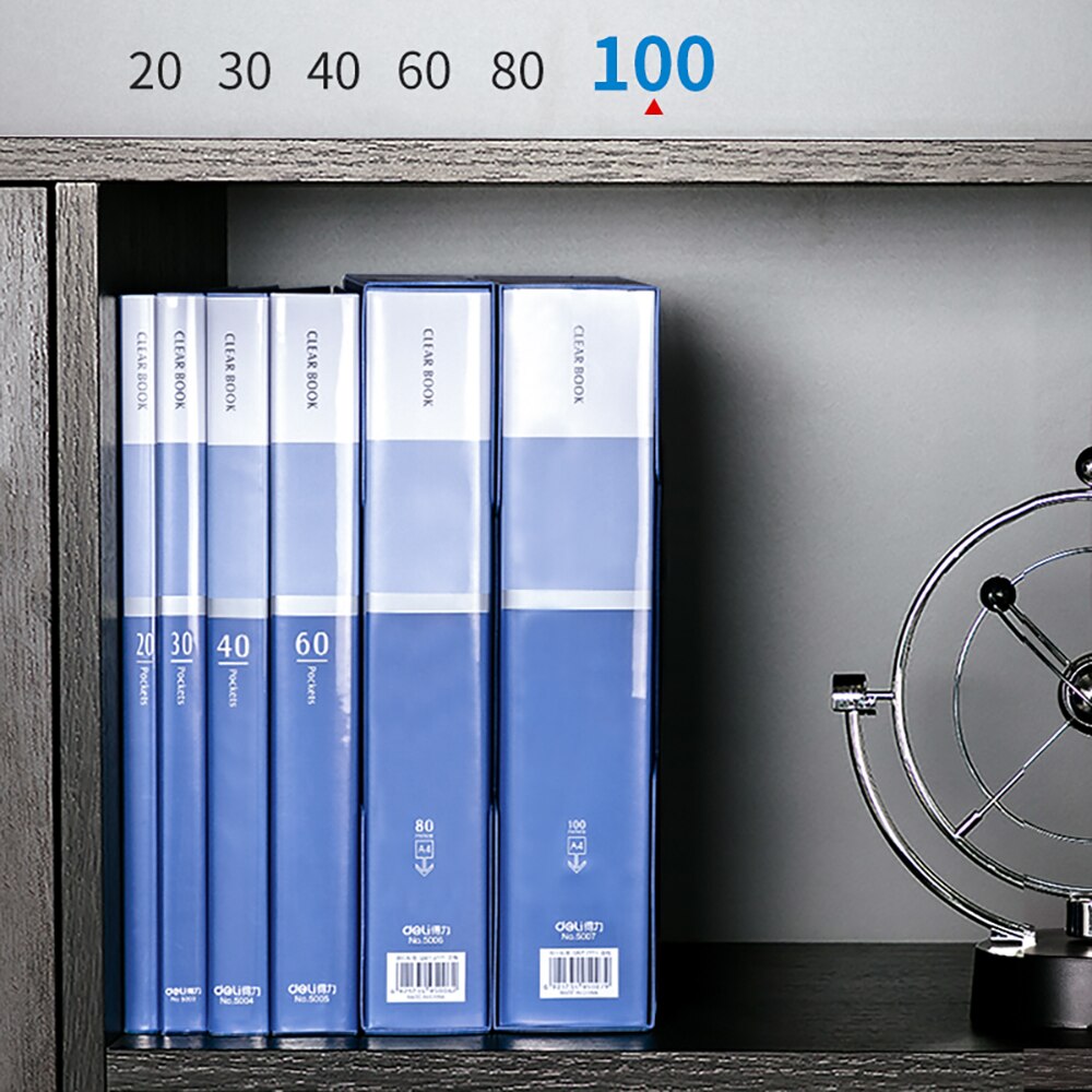 1/2/3/5PCS Deli folder 33610 transparent interleaf A4 clear leaf file folder 10-100 sheets documents loose leaf folder