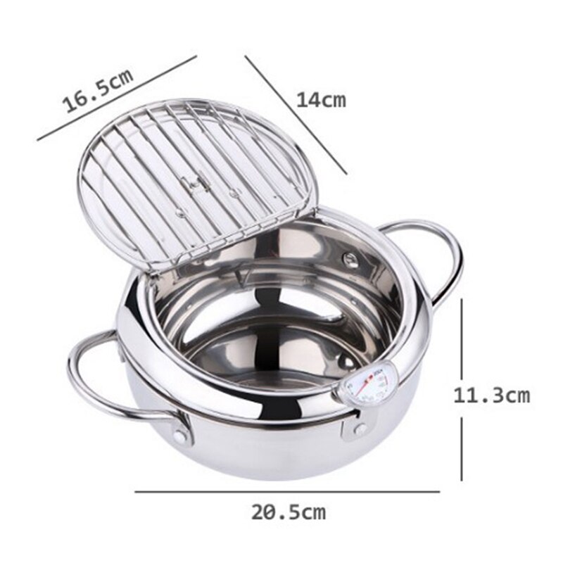 Olla para freír con termómetro Tempura Control de temperatura para freír pollo frito herramientas de cocina