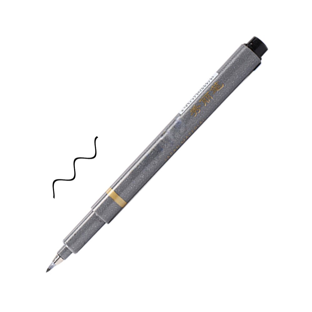 Umitive-pluma de tinta de caligrafía negra de 3 tamaños para principiantes, rotuladores de pincel rellenables para escritura y firma, suministros de oficina: 0.3mm