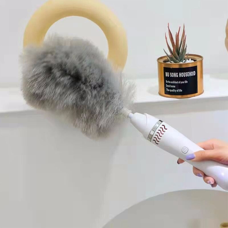 Electric Spin Feather Duster 360°Rotating Static Dusters USB Charging Electric Duster Window Blinds Furniture Cleaning: Dark Khaki