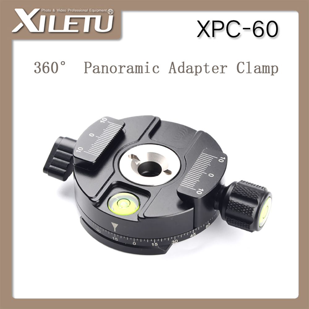 XILETU XPC-60 360 degrés pince panoramique en alliage d'aluminium adaptateur plaque de fixation rapide trépied DSLR accessoire de photographie seulement 145g