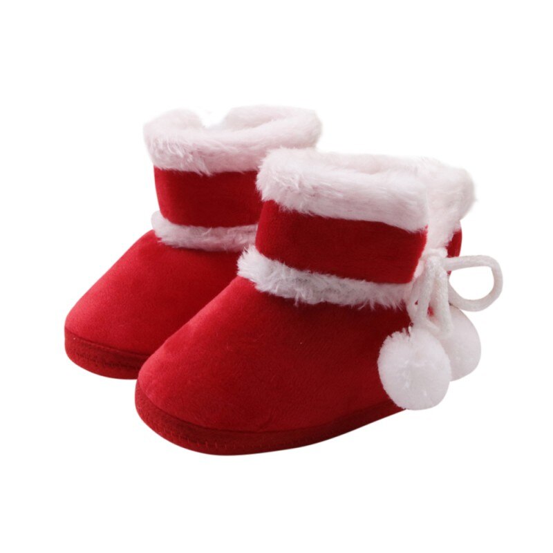 Inverno bebê quente botas bonito vermelho franja rebanho neve deslizamento em meninas do bebê da criança sapatos: 7-12 meses