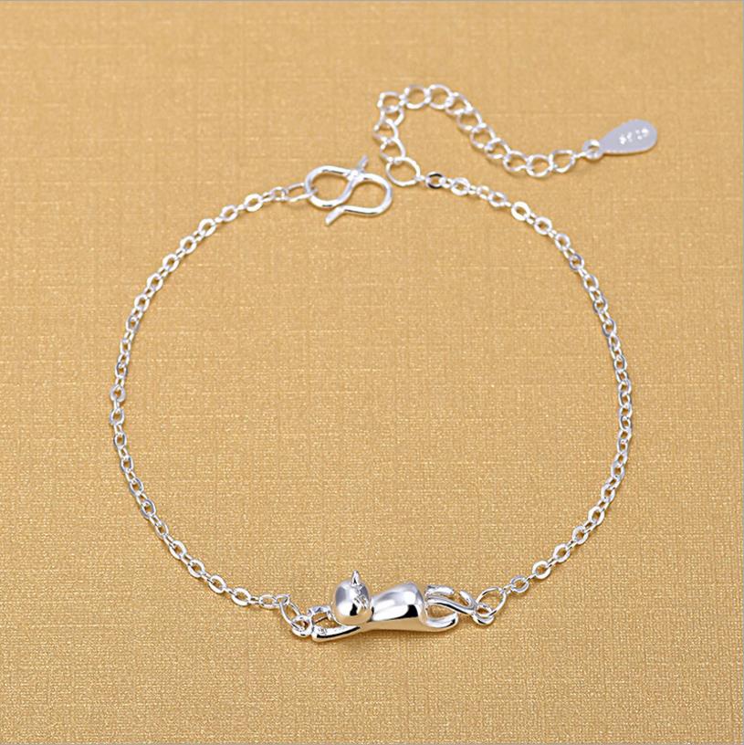 LUKENI-Pulseras de gato para mujer, joyería de , tobilleras de Plata de Ley 925, accesorios de de cumpleaños para niña, para amantes