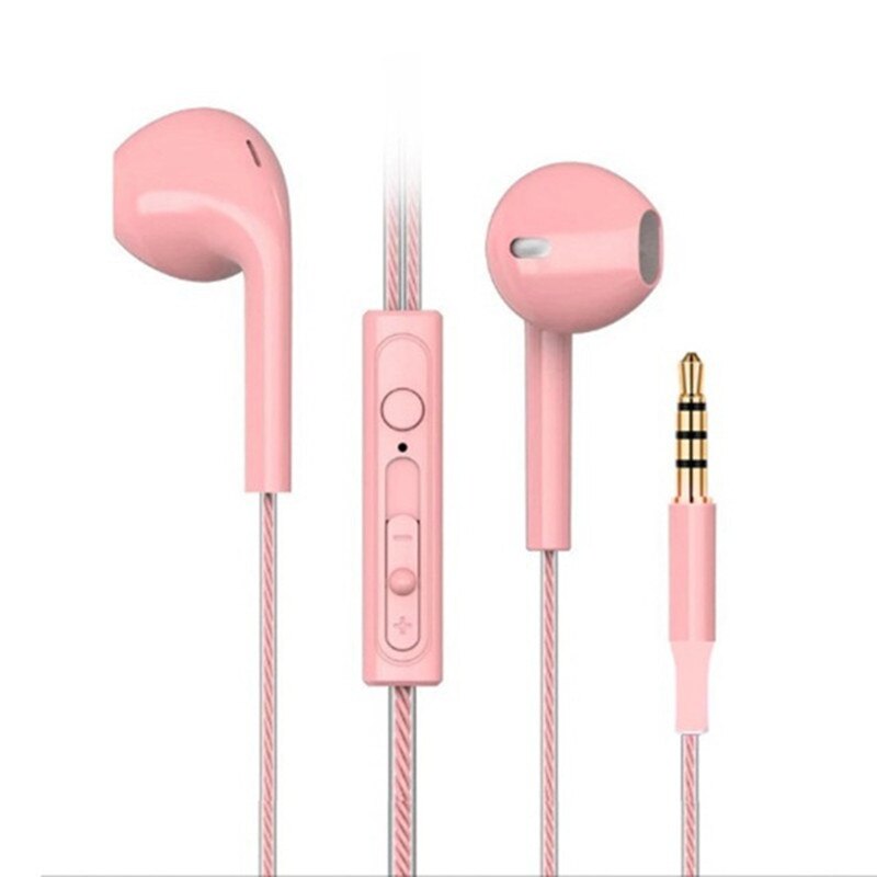 in-Ohr Kopfhörer Universal- Android IOS Stereo Headset mit mikrofon Schwere Bass 3,5mm Verdrahtete Kopfhörer Subwoofer Schmerzlos Hörer: Rosa
