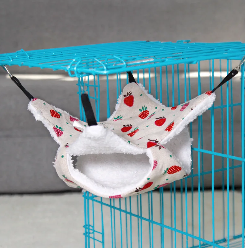 Warme Plüsch Hamster Hängematte Kleintier Doppels chicht verdicken Schlafsack Nest Haustiere Ratte Eichhörnchen hängen KäFeige Haus