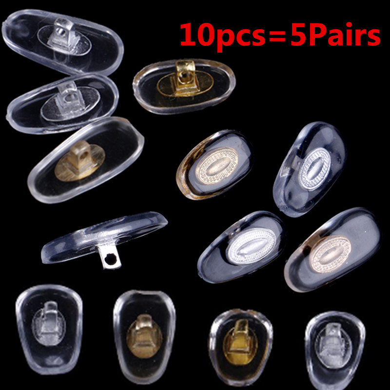 10pcs = 5Pairs Siliconen Schroef Op Neus Pads Brace Ondersteuning Voor Bril Zonnebril Ondersteuning Neus Pads Brillen Accessoires s/L Maat