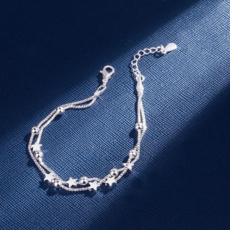 Crazy Feng Chain Bracelet Silver Color Beads Stars Charm Bracelet For Women Snake Link Chain Bracelet Jewelry