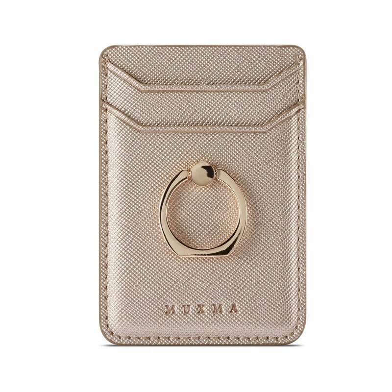Universal Cellphone Wallet Card Holder Mobile Phone Wallet Credit ID Card Holder Adhesive Pocket Sticker Case Rose Gold /Black: Gold