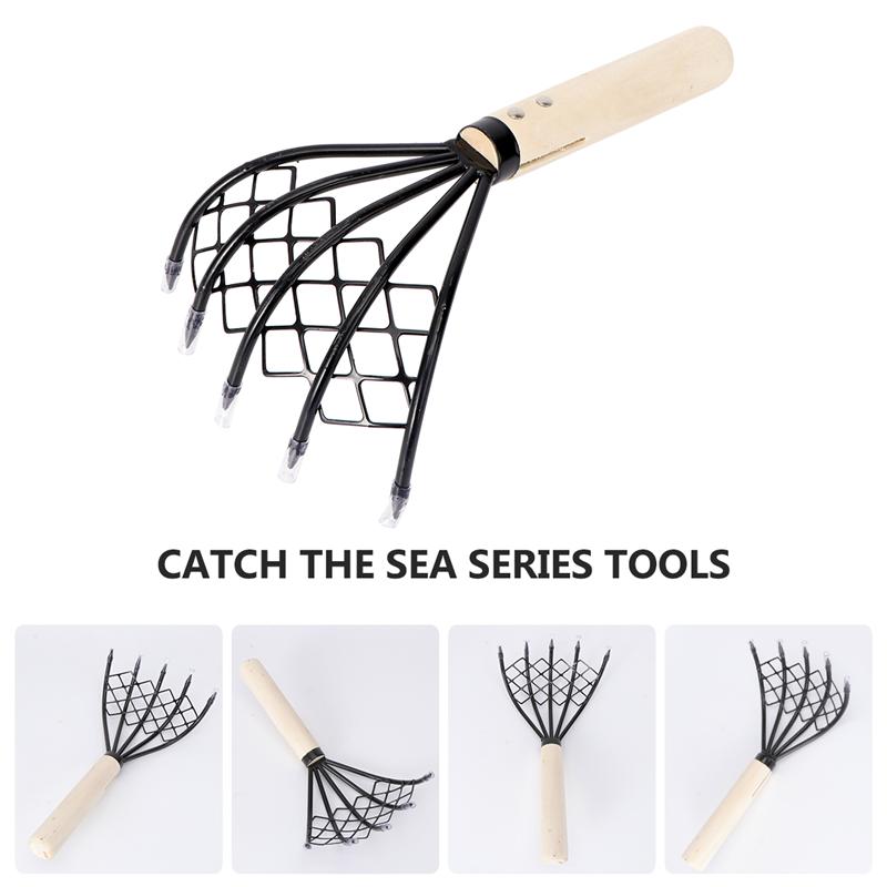 1pc Net Rake Seafood Dragging Tool Sea Net Rake Oyster Shell Digging Rake Sludge Scraper Clam Seafood Digging Rake