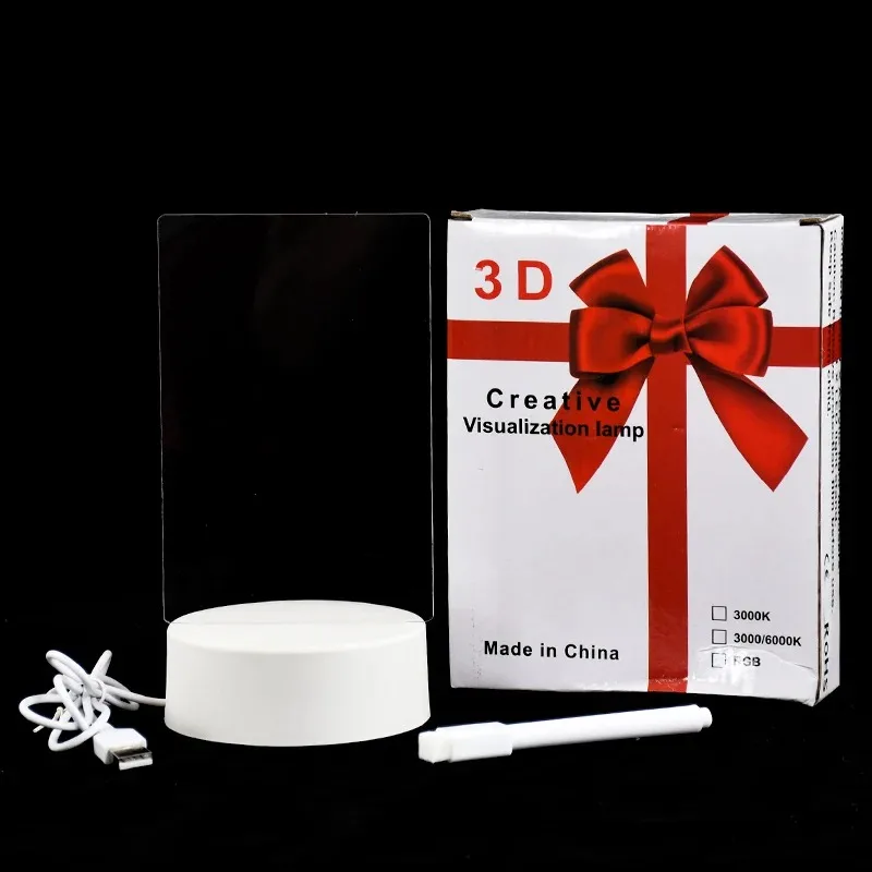 Transparente leuchtende LED-Nachtlichter, USB, leuchtendes Acryl-Nachtlicht, löschbares Schreiben, Nachrichtentafel, Kalender, Desktop-Ornamente