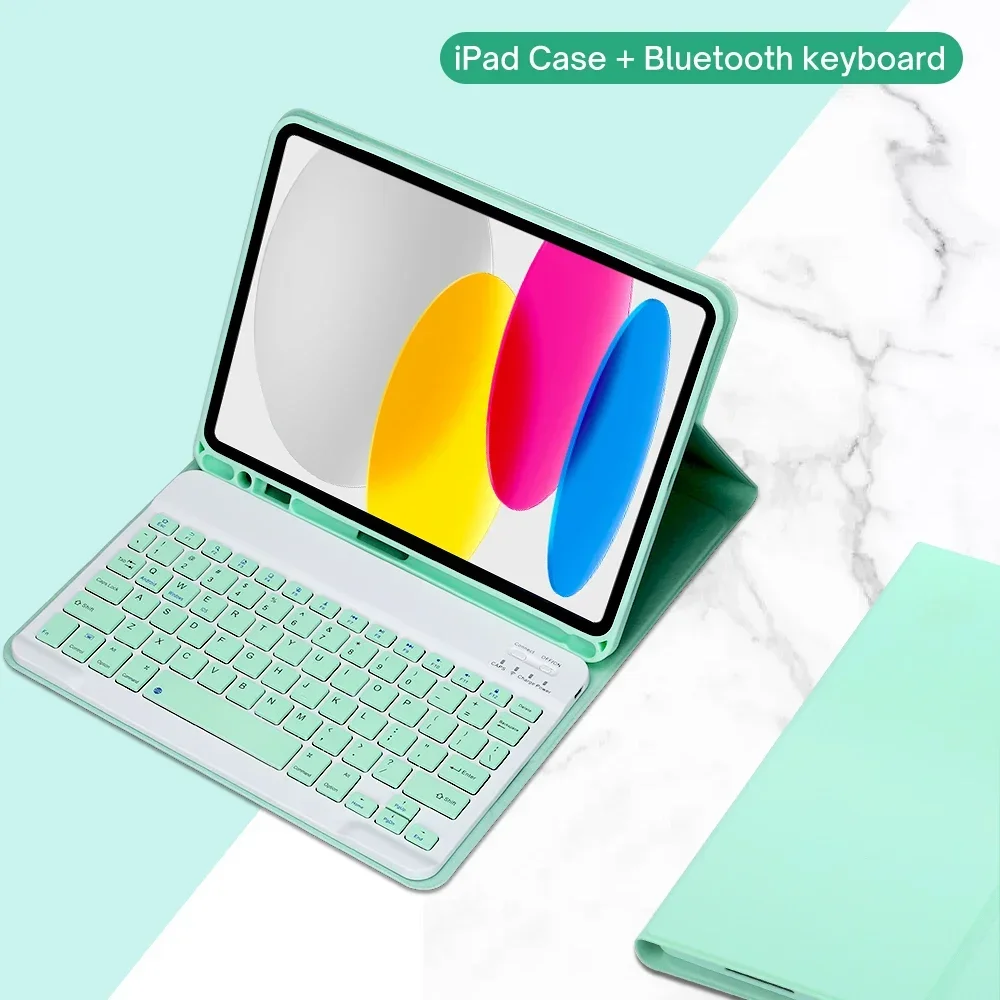 for Apple IPad 11th Generation (A16) 10.9 Inch Case Magnetic Wireless Bluetooth Keyboard+Tablet Cover for IPad 10th Gen: eleven / green