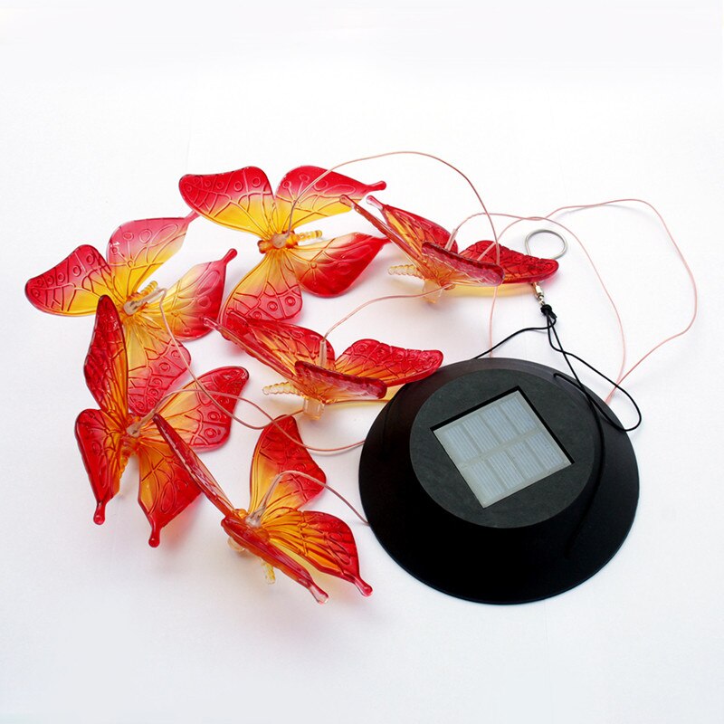Carillón de viento Solar para exteriores, 6 LED, estilo mariposa, guirnalda de jardín impermeable, luces colgantes, lámpara Solar de decoración, Spinner de viento