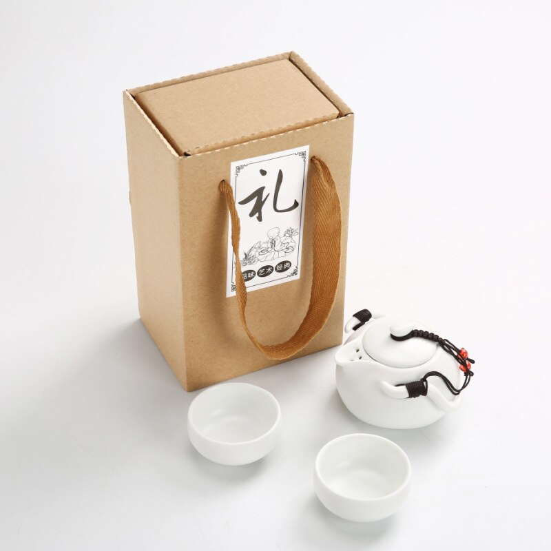 Chinese Tea Travel Tea Set Kung Fu Tea Set Ceramic Portable Teapot Porcelain Teaset Gaiwan Tea Cups of Tea Ceremony Tea Tool: White 3Pcs Gift Box