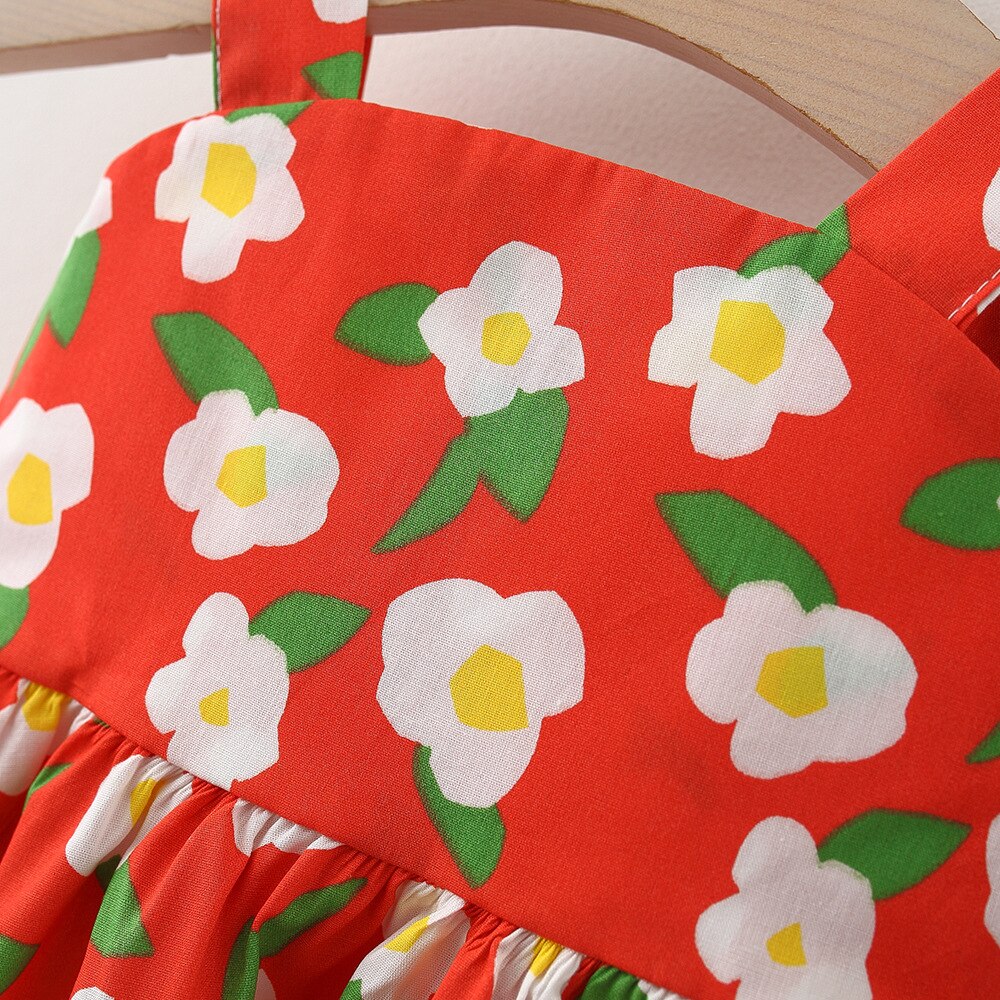 Melario floreale 2 pezzi neonata abiti estivi vestito da principessa ragazze coreano carino senza maniche in cotone bambino fiori abiti + cappello da sole