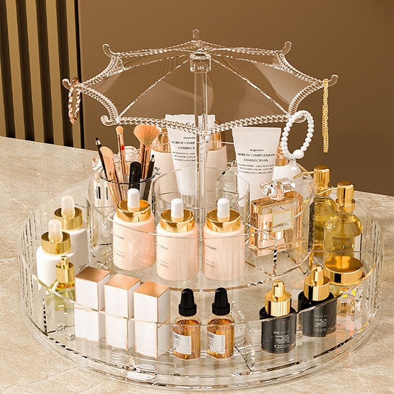Nouveaux organisateurs de maquillage transparents avec étagère de rangement rotative à 360 degrés, boîte de rangement de cosmétiques, organisateur de salle de bain, rangement à domicile