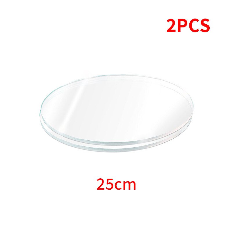 2PCS Round Acrylic Cake Display Board Multi Sizes Transparent Cast Acrylic Circle Discs DIY Craft Cake Display Board Supplies: 2PCS-25cm