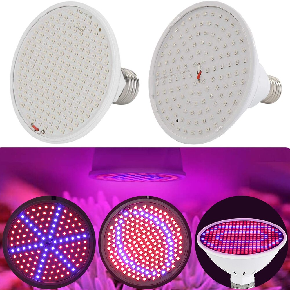 LED Plant Grow Light Bulb Full Spectrum E26 E27 Base 85-260V adjustable with 126LEDs-300LEDs Growing Bulb for Indoor Flowers