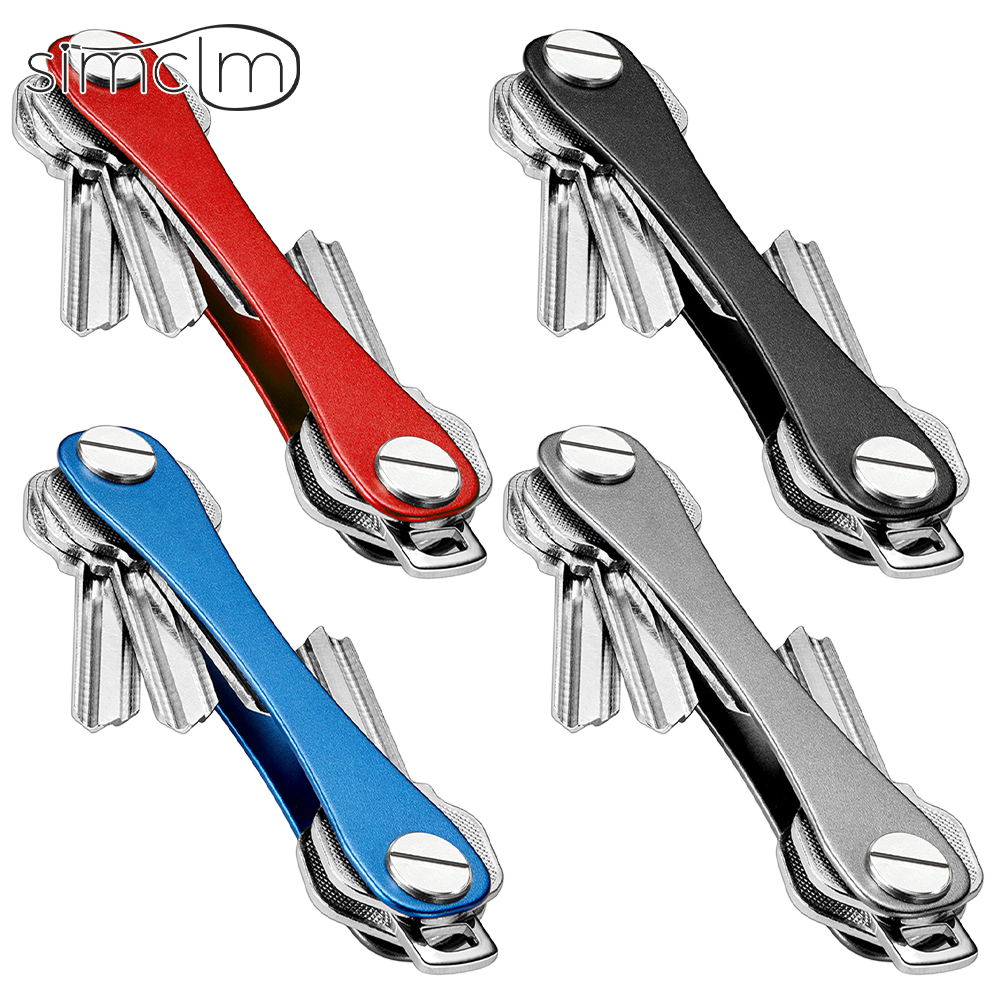 Llavero inteligente para hombre, Cartera de Metal, caja compacta de almacenamiento con Clip, organizador de llaves para coche Clip de llave de metal Caja de almacenamiento de llaves de aleación de aluminio